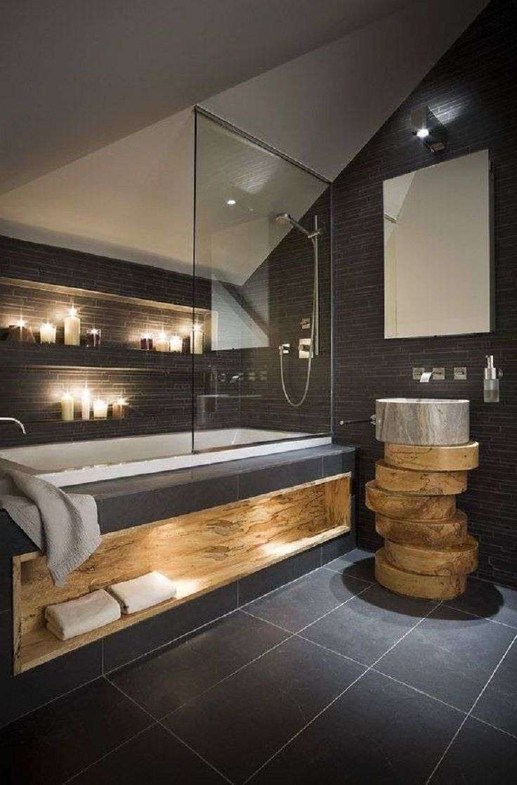 Badkamer met hout - Woontrendz